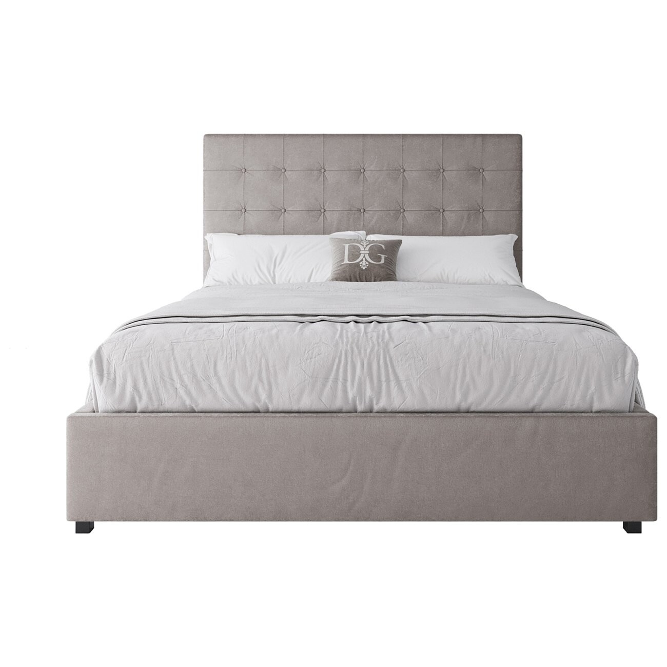 Кровать двуспальная с мягким изголовьем 160х200 светло-бежевая Royal Black - изображение 2