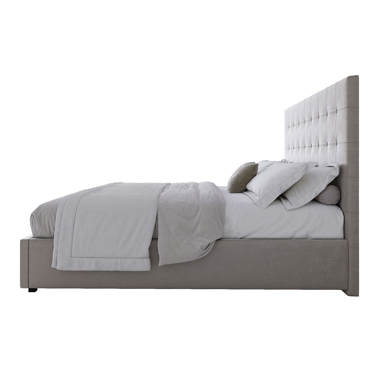Кровать двуспальная с мягким изголовьем 180х200 светло-бежевая Royal Black - изображение 3