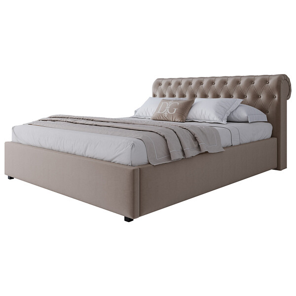 Кровать двуспальная 160х200 бежевая из велюра Sweet Dreams - изображение 1