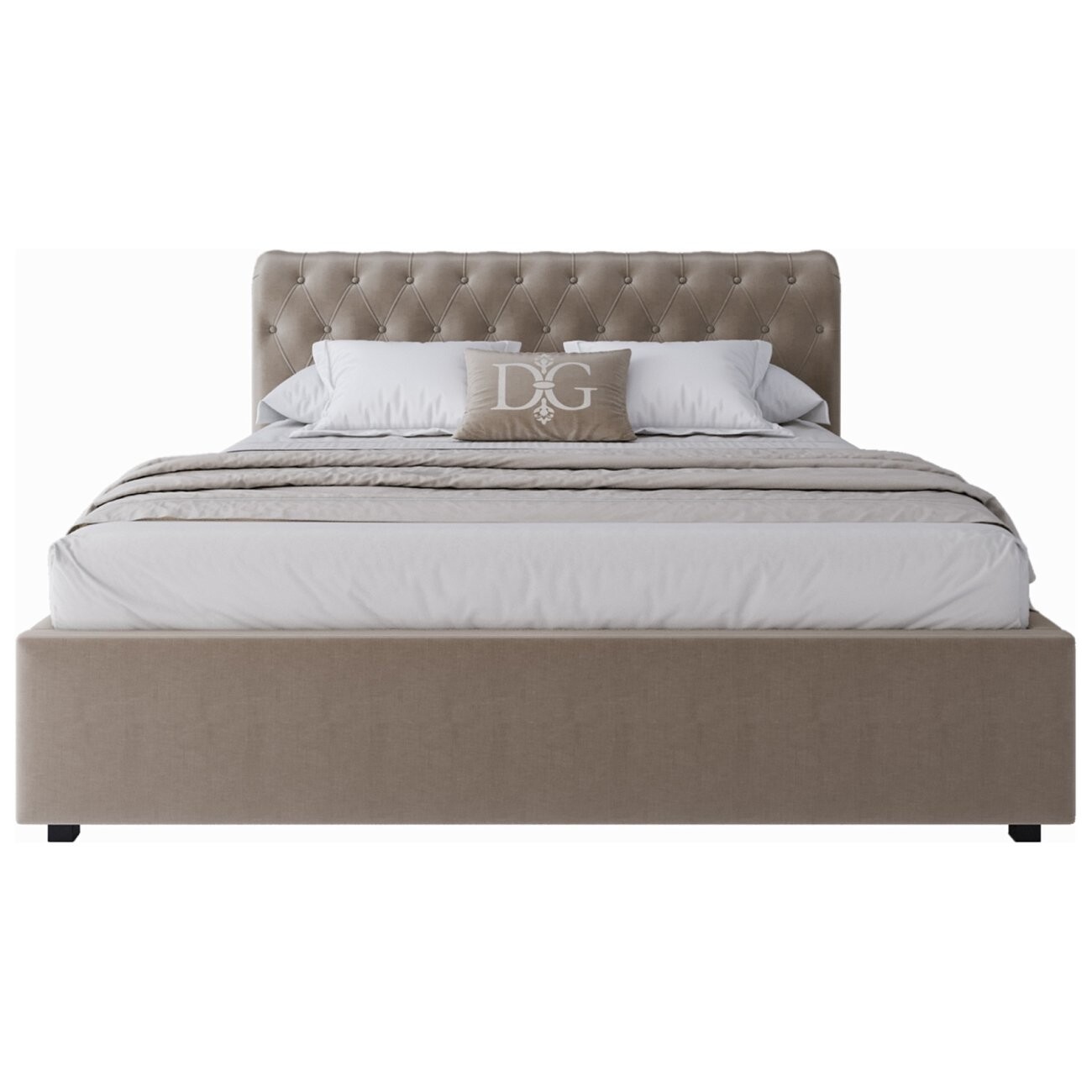 Кровать двуспальная 160х200 бежевая из велюра Sweet Dreams - изображение 2