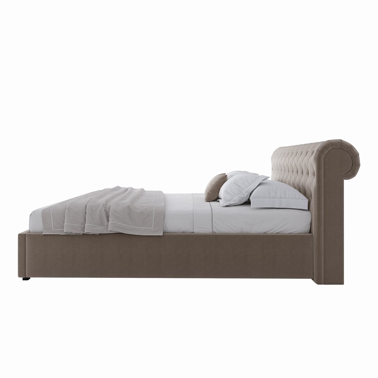 Кровать двуспальная 160х200 бежевая из велюра Sweet Dreams - изображение 3