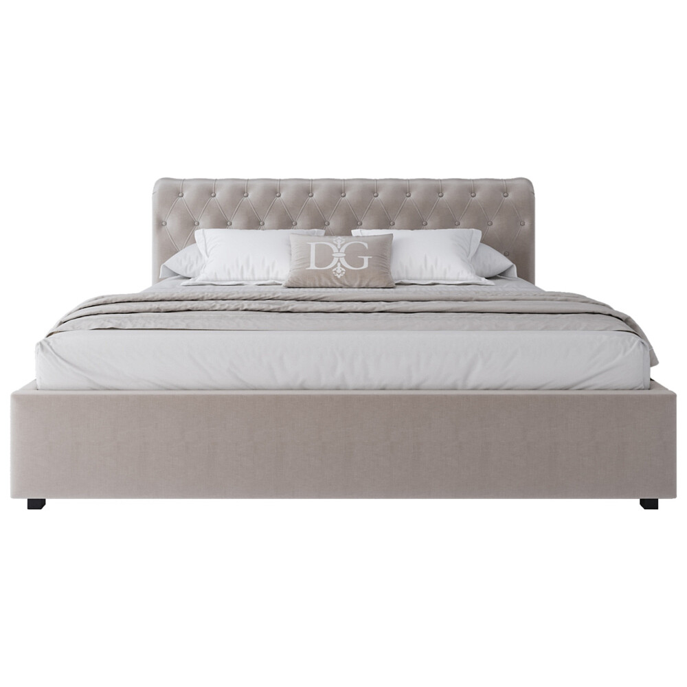 Кровать двуспальная с мягким изголовьем 180х200 см светло-бежевая Sweet Dreams