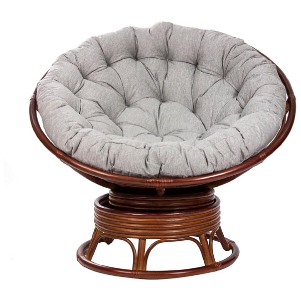 Кресло-качалка круглое из ротанга с подушкой коньяк Papasun Swivel Rocker - изображение 1