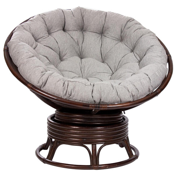 Кресло-качалка круглое из ротанга с подушкой орех Papasun Swivel Rocker - изображение 1