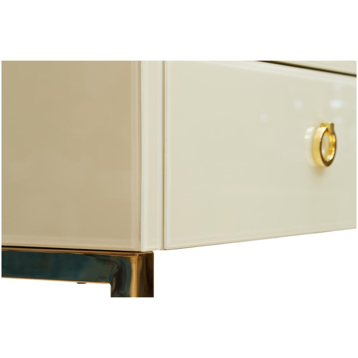 Консоль с ящиками и стеклянной полкой бежевая с золотом Placid - изображение 3