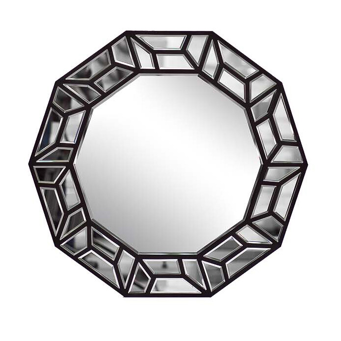Зеркало круглое черное в десятиугольной раме Titler