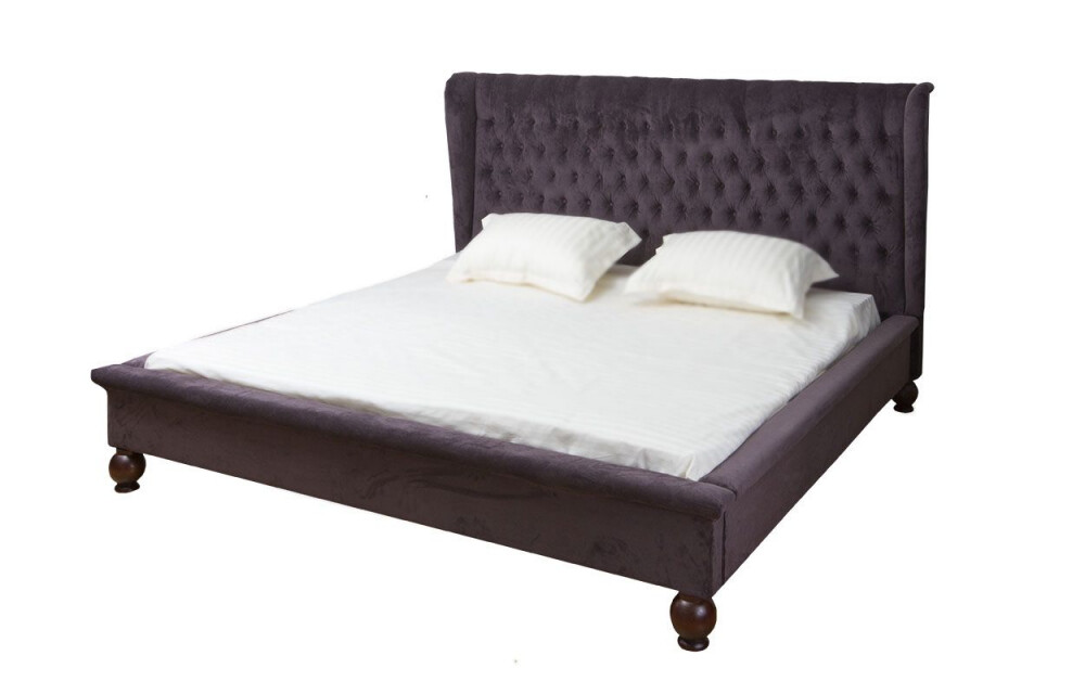 Кровать двуспальная с каретной стяжкой 180х200 коричневая Bliss