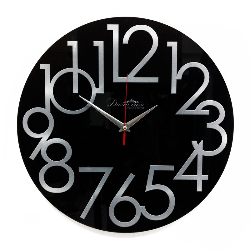 Часы настенные стеклянные черные с серебряными цифрами "Династия" - купить за 2250 руб в интернет-магазине DG-Home