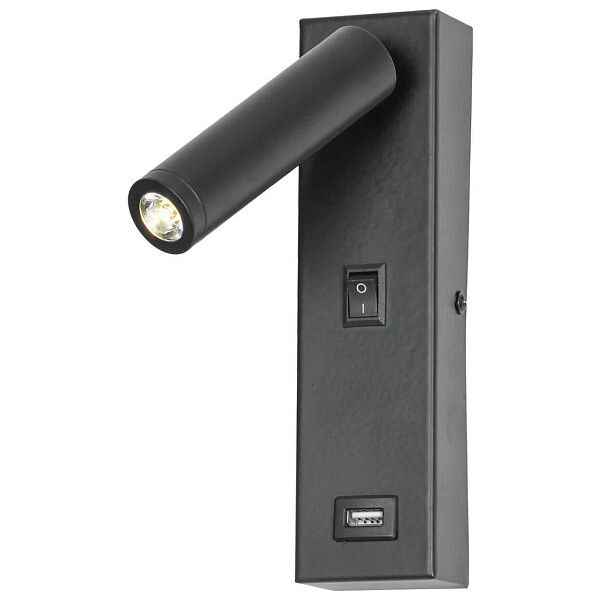Спот настенный светодиодный с выключателем и USB-портом черный Cozy LSP-8242 - изображение 1