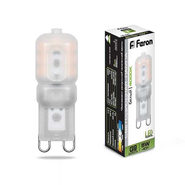 Лампа светодиодная Feron G9 5W 4000K LB-430 25637 - изображение 1