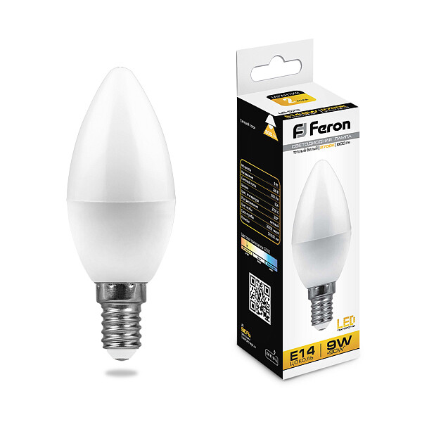 Лампа светодиодная Feron "Свеча" E14 9W 2700K LB-570 25798 - изображение 1