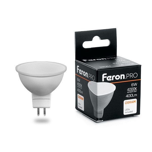 Лампа светодиодная Feron.PRO GU10 6W 4000K OSRAM LED LB-1606 38087 - изображение 1