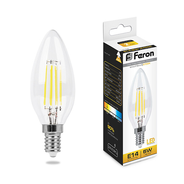 Лампа светодиодная Feron "Свеча" E14 5W 2700K LB-58 25572 - изображение 1