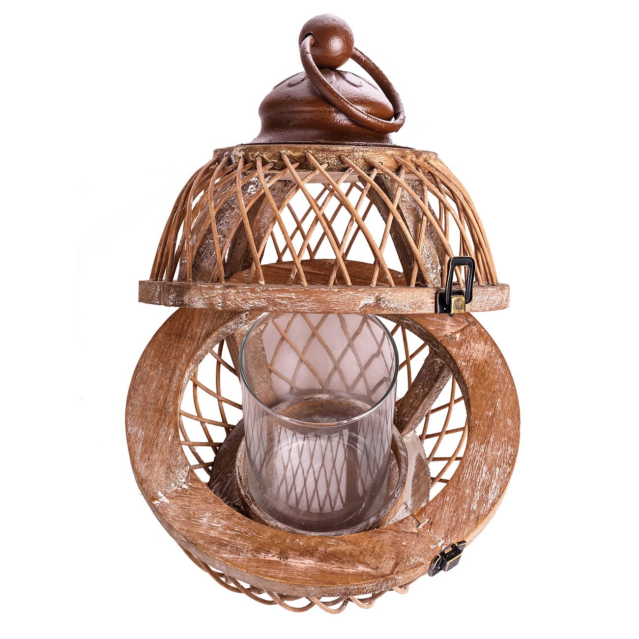 Подсвечник-фонарь деревянный H 28 см коричневый Bamboo - изображение 2