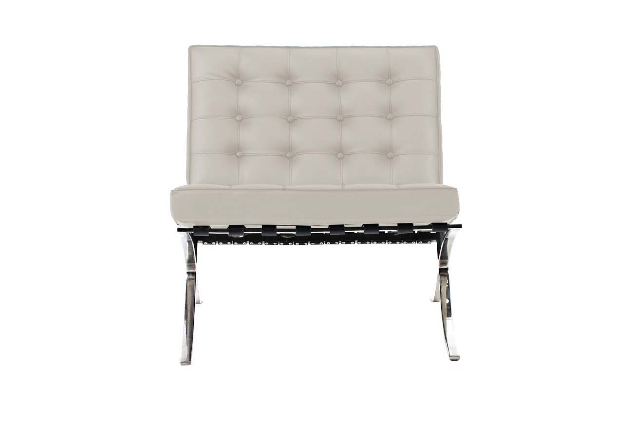 Кресло дизайнерское молочная экокожа со стежкой Barcelona Chair - изображение 2