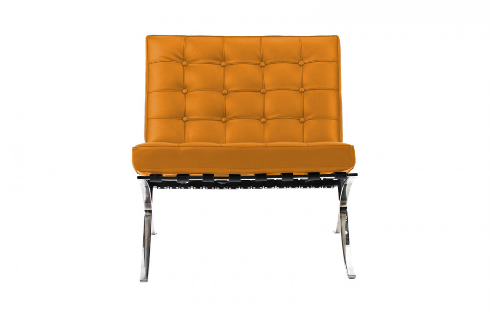 Кресло мягкое с металлическими ножками оранжевое Barcelona Chair
