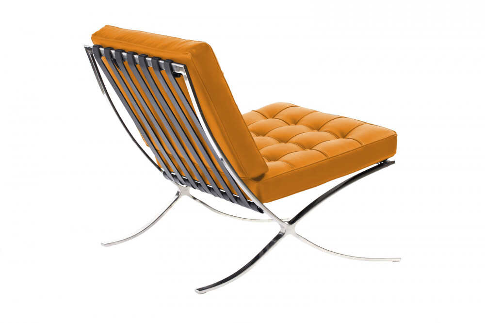 Кресло мягкое с металлическими ножками оранжевое Barcelona Chair