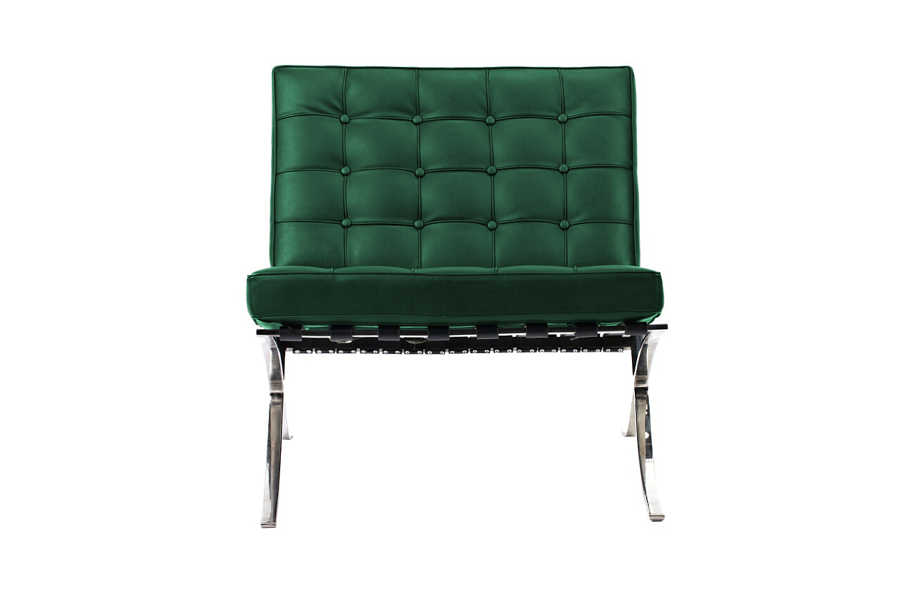 Кресло мягкое с металлическими ножками зеленое Barcelona Chair - изображение 2