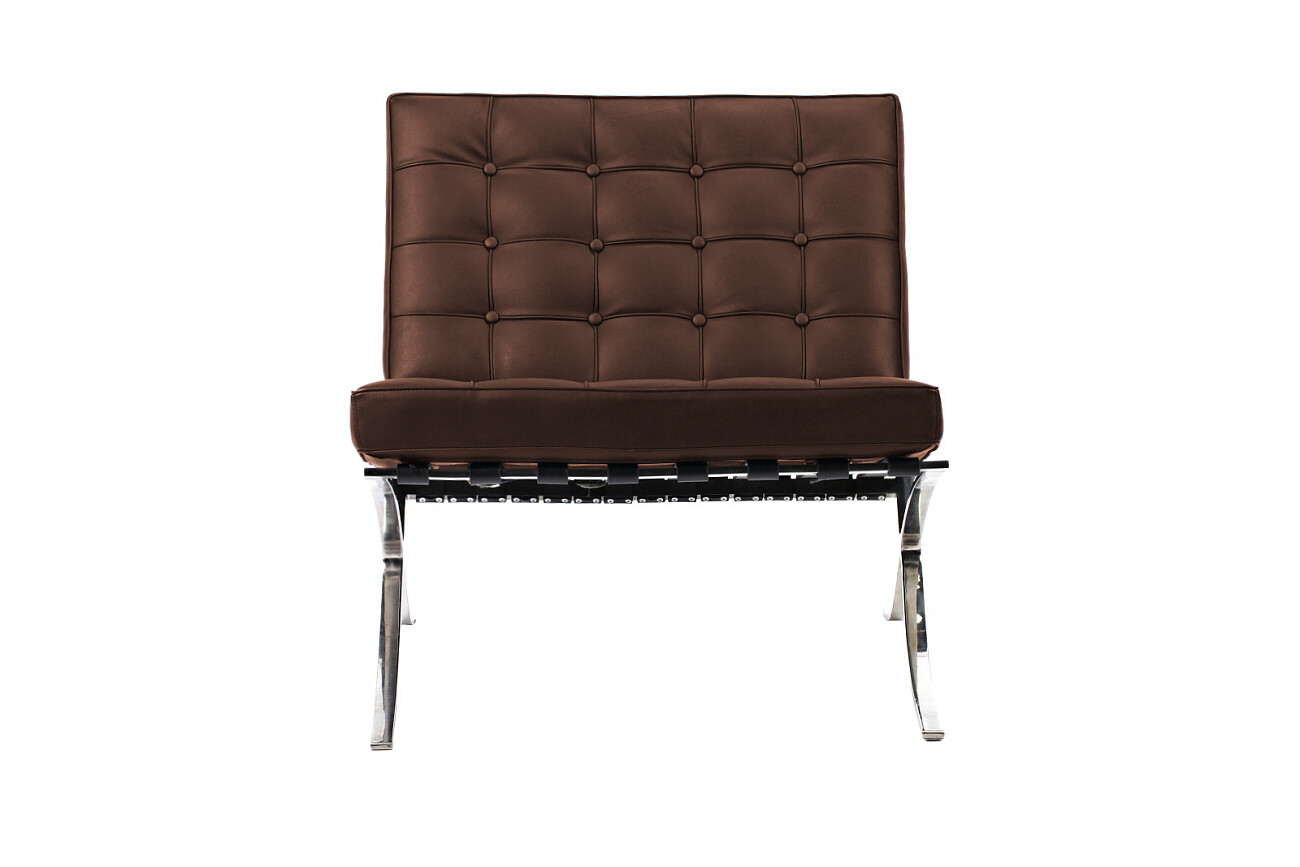 Кресло дизайнерское коричневая экокожа со стежкой Barcelona Chair - изображение 2