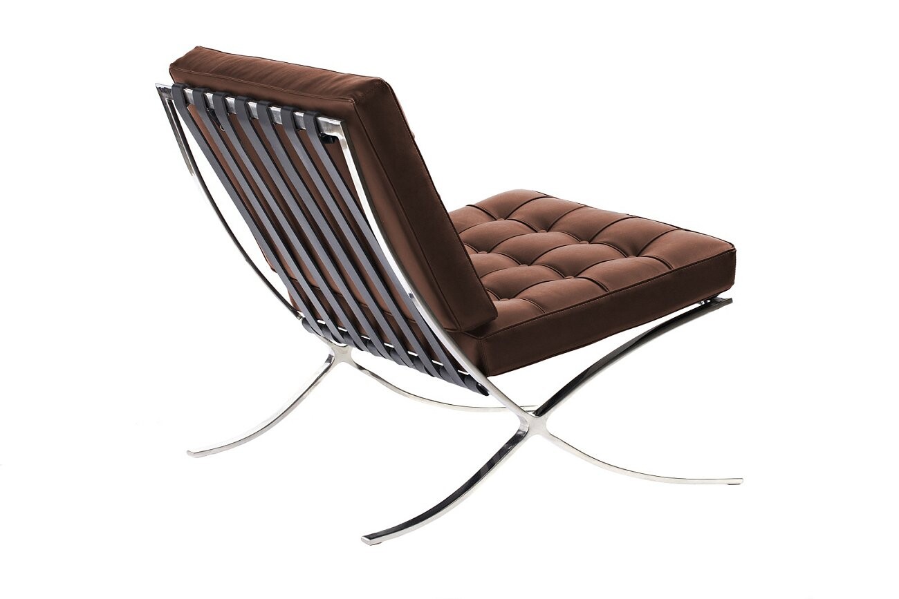 Кресло дизайнерское коричневая экокожа со стежкой Barcelona Chair - изображение 3