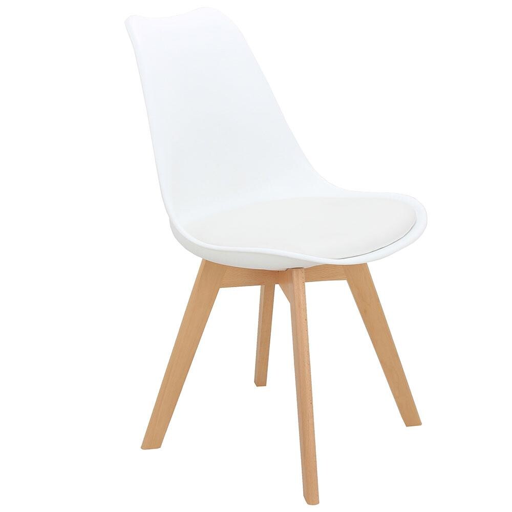 стул пластиковый со спинкой белый на деревянных ножках