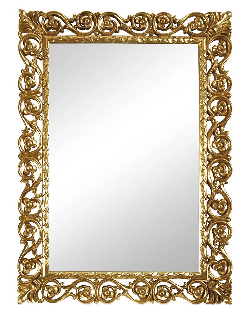 Зеркало настенное прямоугольное в золотой раме "Бергамо"