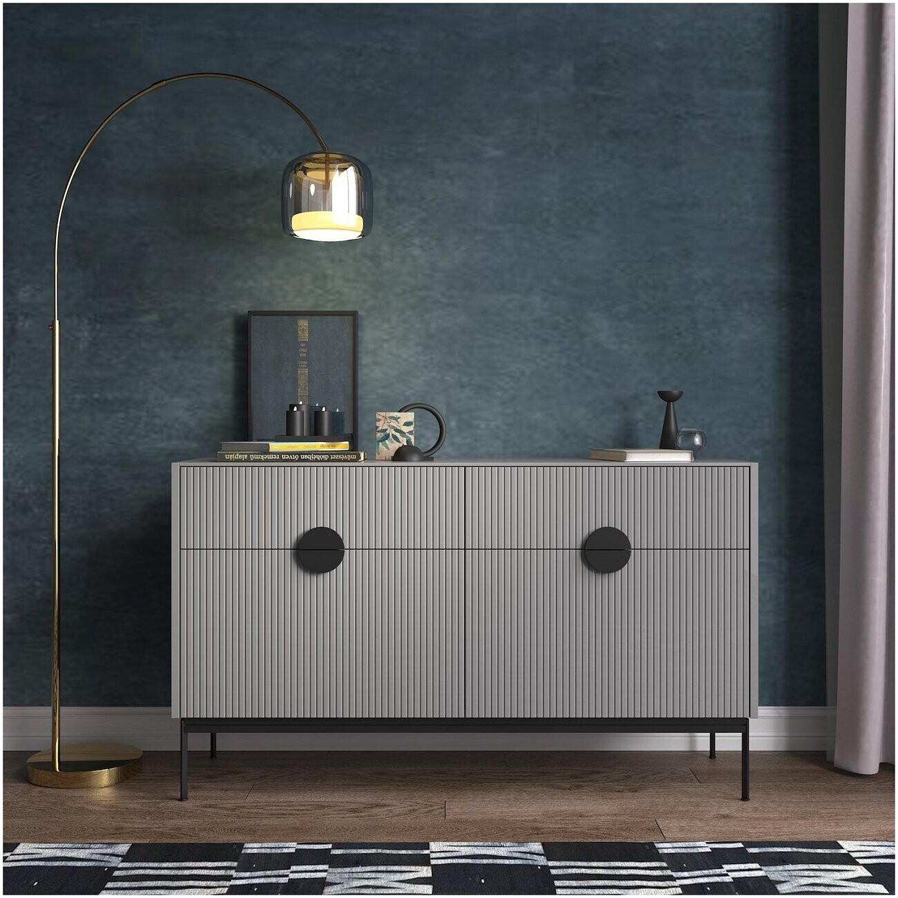 Комод с ящиками и дверцами светло-серый Uno - изображение 2