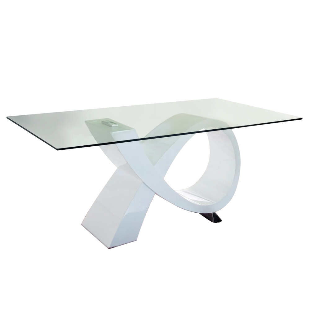 Обеденный стол стеклянный с белым основанием 180 см Louis Vuitton