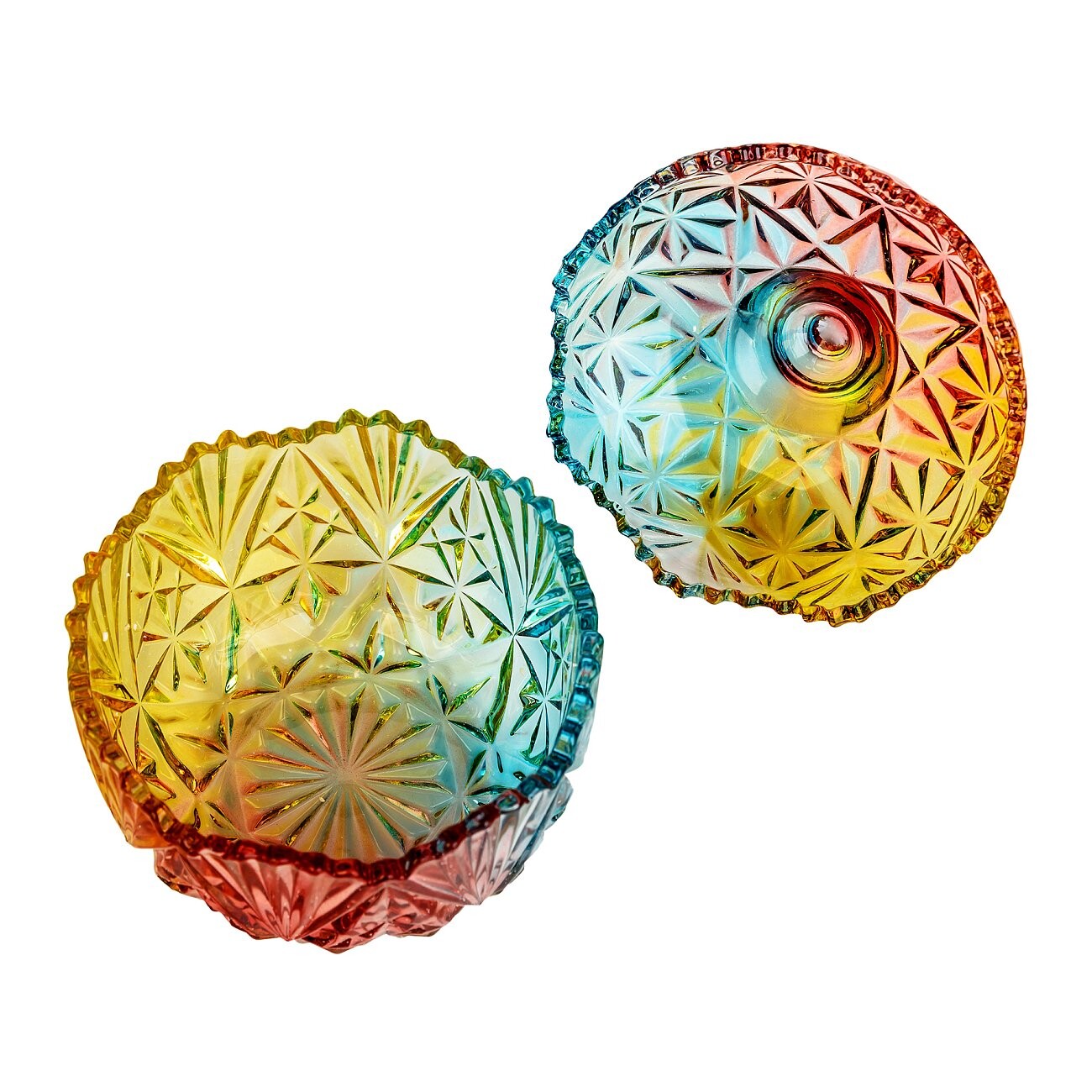 Подсвечник стеклянный с крышкой H 20 см красно-зеленый "Цвета радуги" - изображение 2