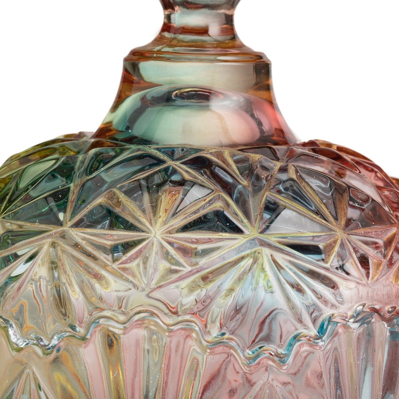 Подсвечник стеклянный с крышкой H 20 см красно-зеленый "Цвета радуги" - изображение 3