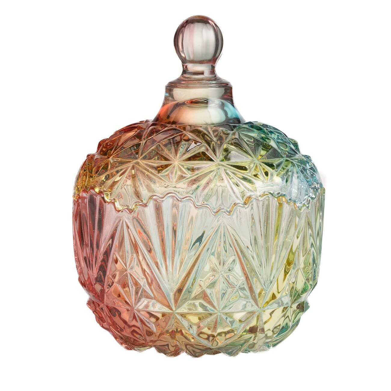 Подсвечник стеклянный с крышкой H 20 см красно-зеленый "Цвета радуги" - изображение 4