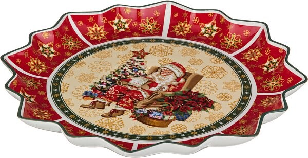 Блюдо фарфоровое красное круглое 38 см Christmas Collection - изображение 1