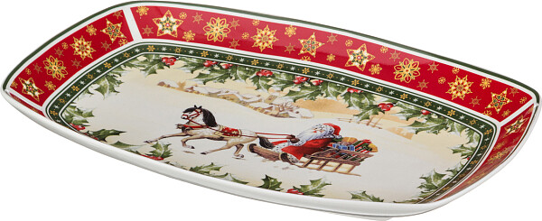 Блюдо фарфоровое красно-зеленое 34х24 см Christmas Collection - изображение 1