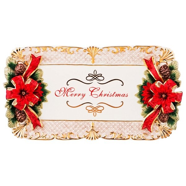 Блюдо керамическое красное с бежевым 50,5 см Christmas - изображение 1