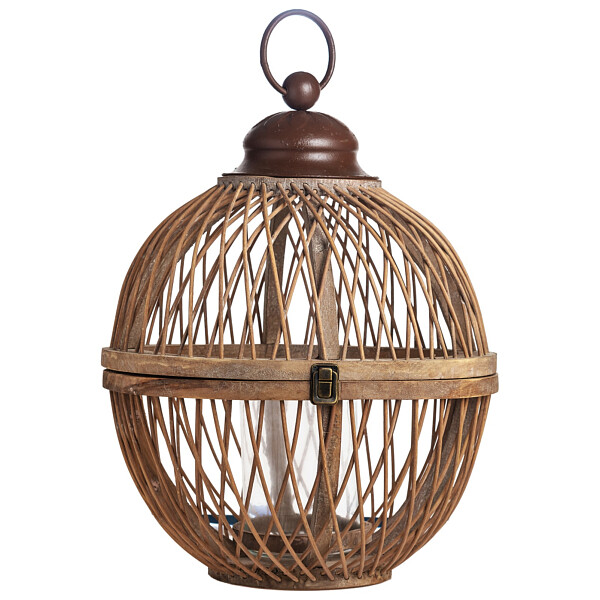 Подсвечник-фонарь деревянный H 55 см коричневый Bamboo - изображение 1