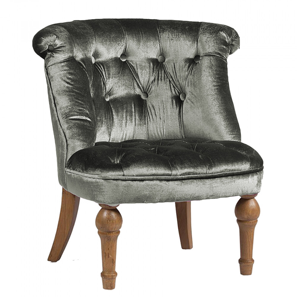 Кресло мягкое c деревянными ножками жемчужное Sophie Tufted Slipper Chair
