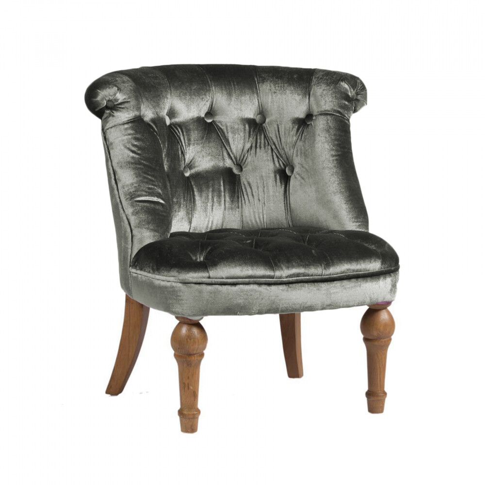 Кресло мягкое c деревянными ножками жемчужное Sophie Tufted Slipper Chair