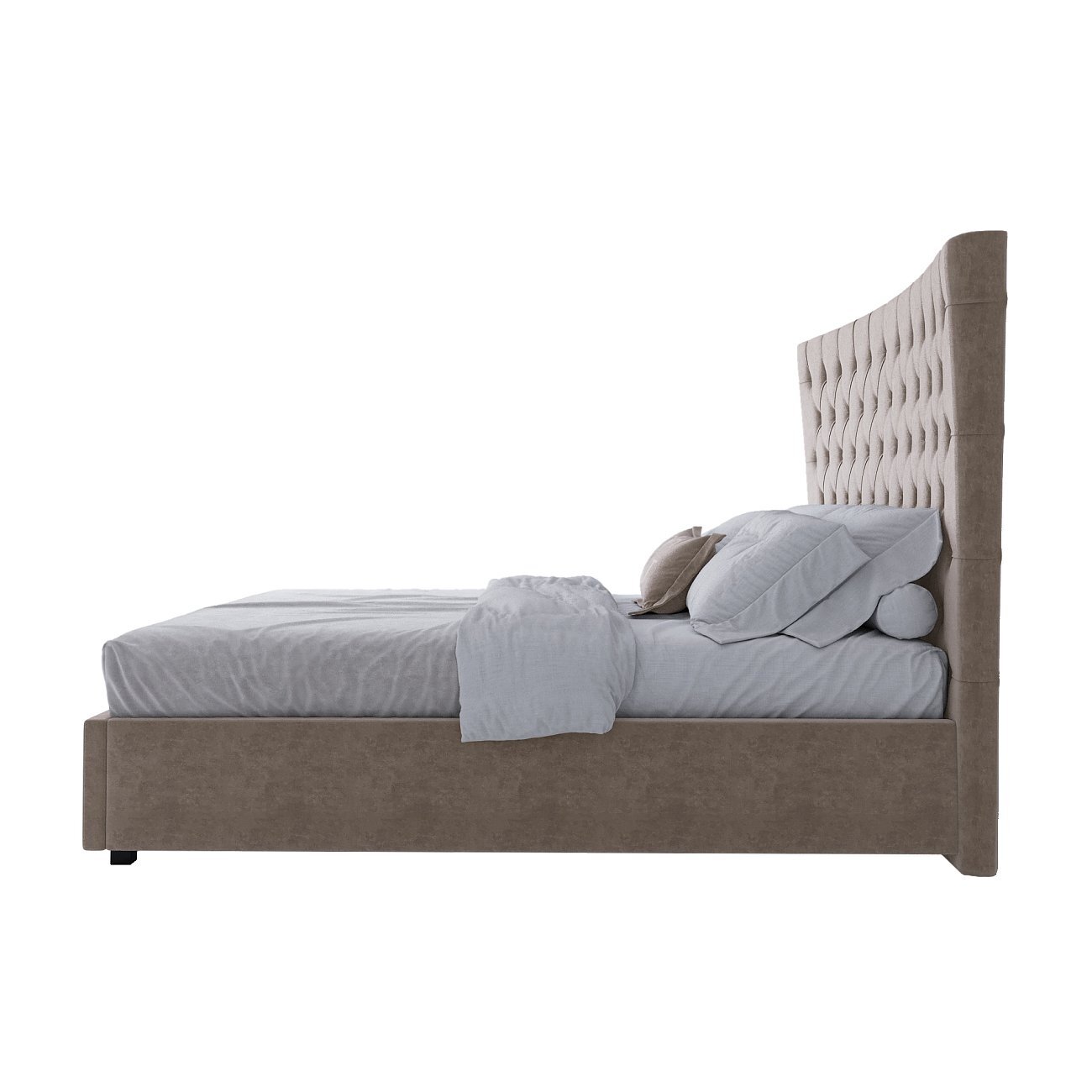 Кровать двуспальная 160х200 бежевая из велюра QuickSand - изображение 3