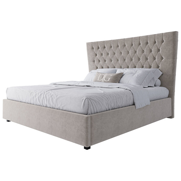 Кровать двуспальная с мягким изголовьем 180х200 светло-бежевая QuickSand - изображение 1