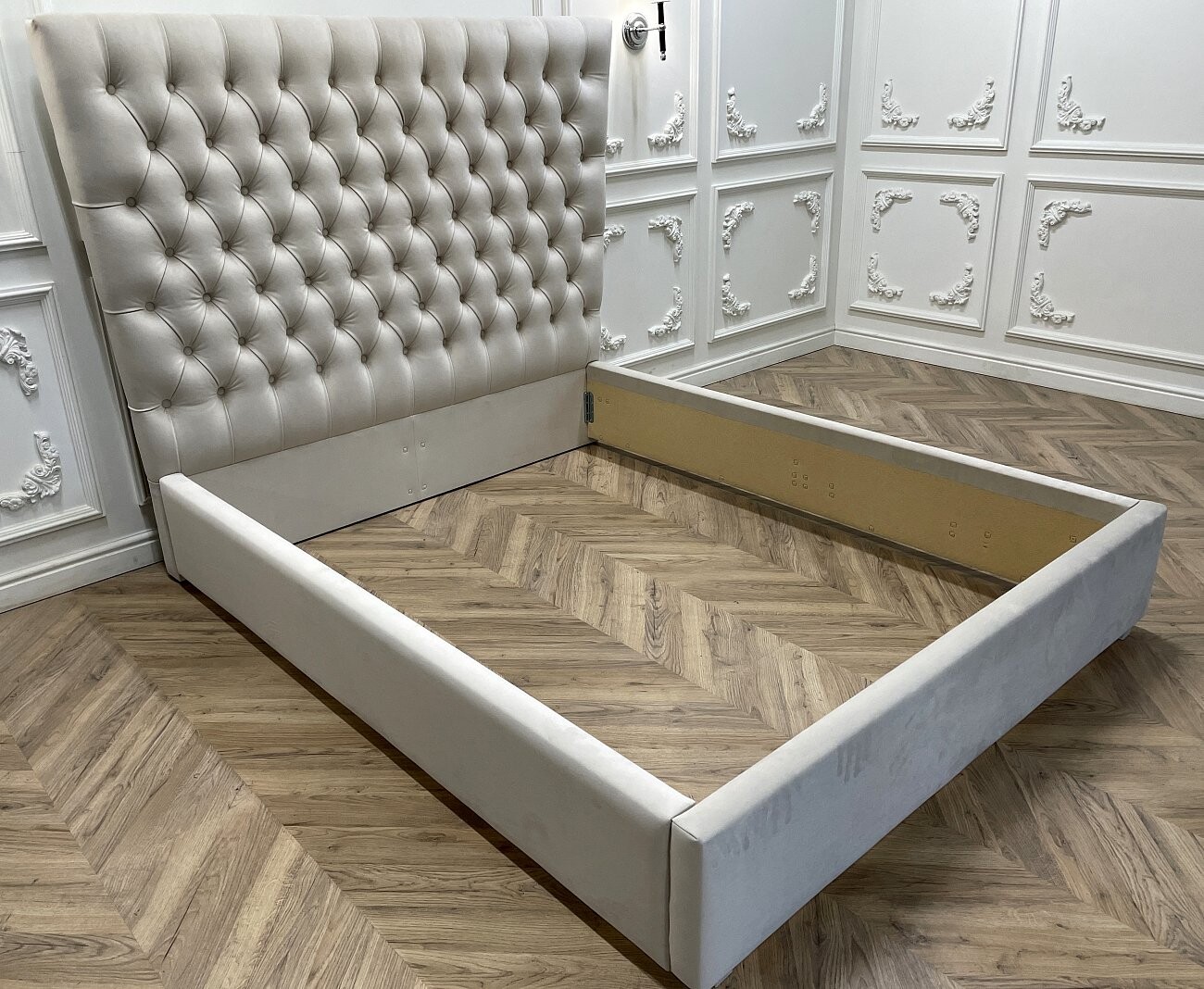 Кровать двуспальная с мягким изголовьем 180х200 светло-бежевая QuickSand - изображение 5