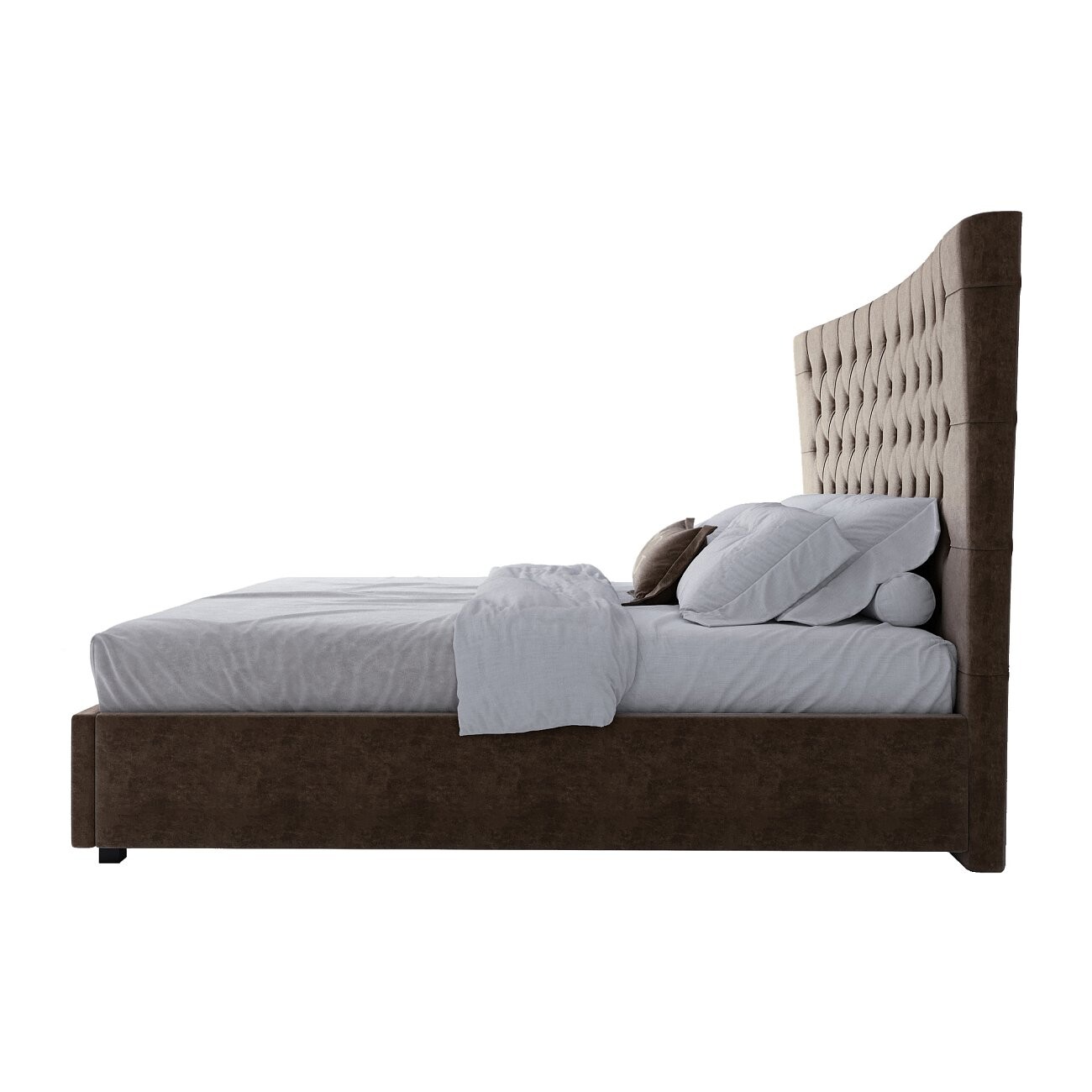 Кровать двуспальная 180х200 коричневая из велюра QuickSand - изображение 3