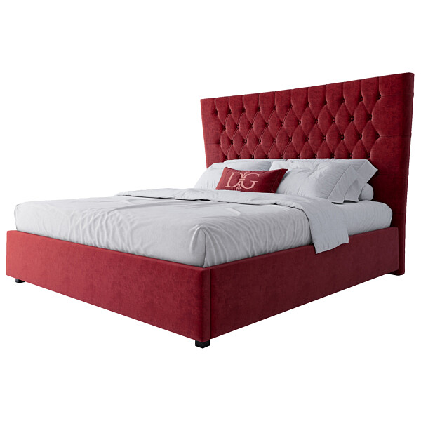 Кровать двуспальная 180х200 красная из велюра QuickSand - изображение 1