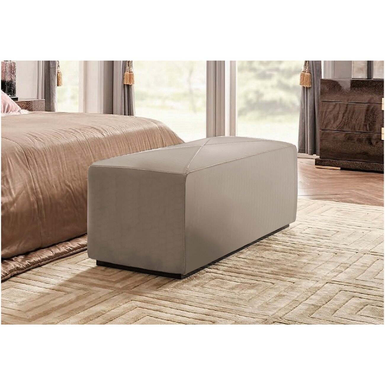 Банкетка с черным основанием из микровелюра жемчужная Nefarious - изображение 2