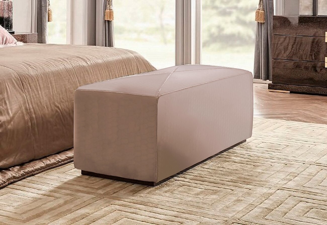 Банкетка с черным основанием из микровелюра нежно-розовая Nefarious - изображение 2