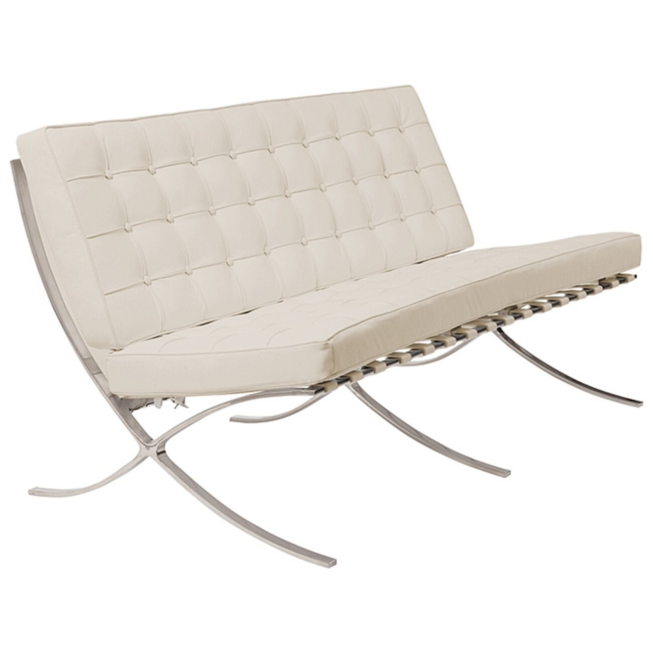 Диван двухместный прямой молочный со стежкой Barcelona - изображение 2