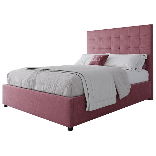 Кровать подростковая из велюра 140х200 пыльная роза Royal Black - изображение 1