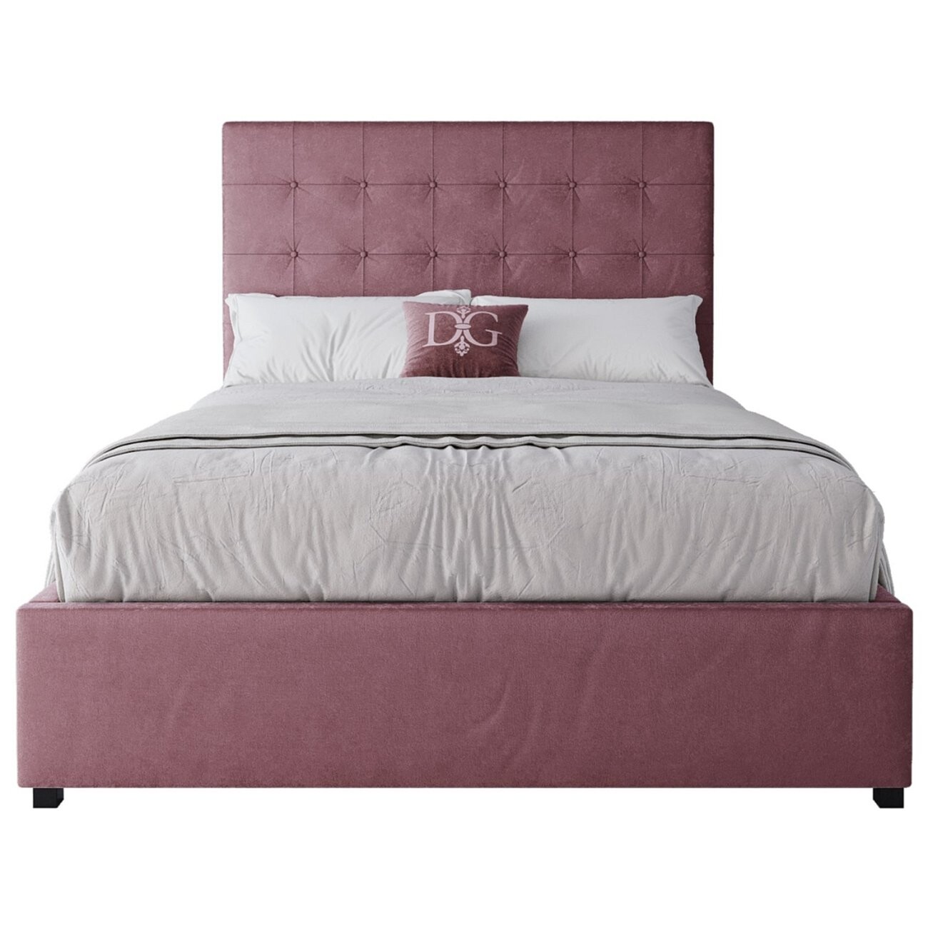 Кровать подростковая из велюра 140х200 пыльная роза Royal Black - изображение 2