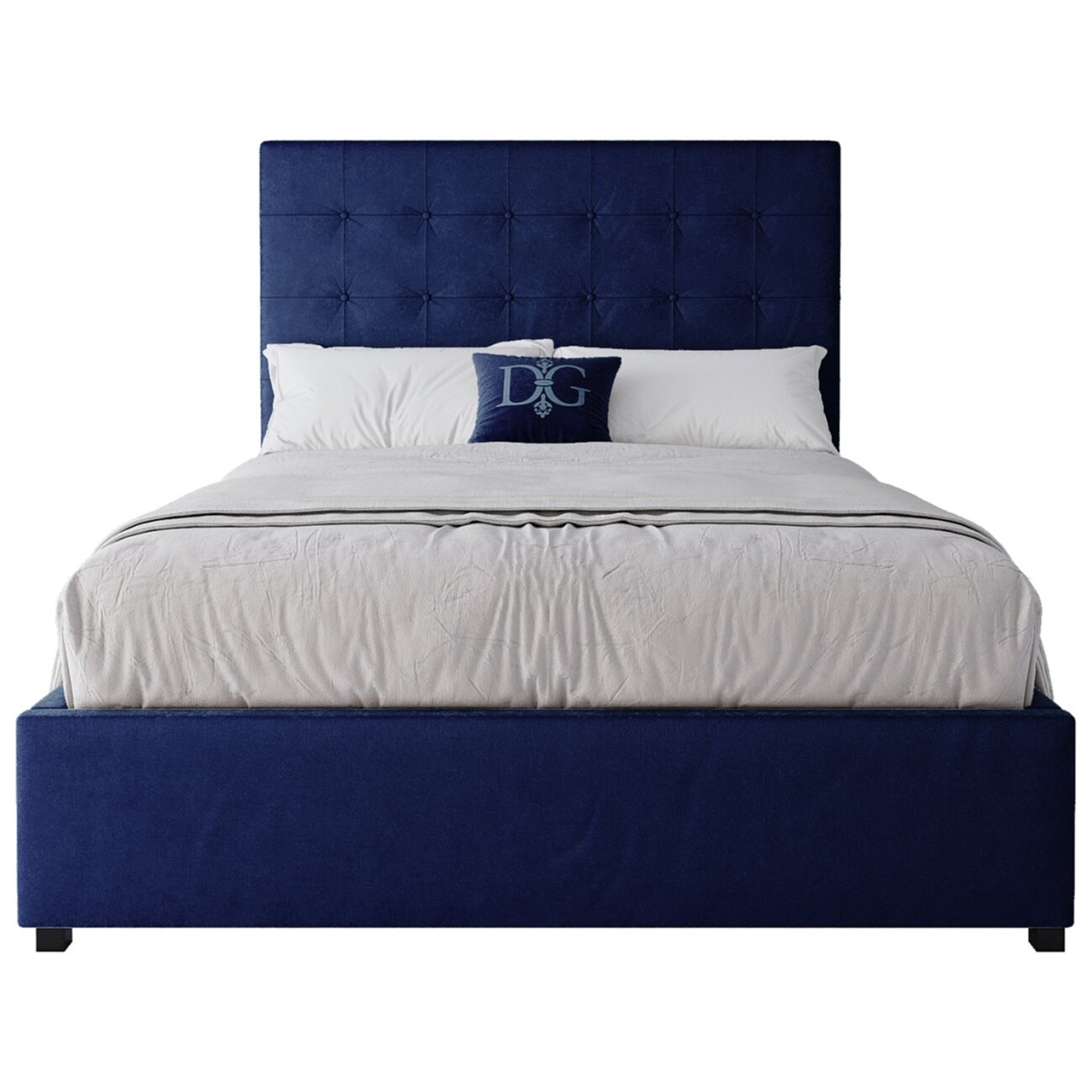 Кровать подростковая с мягким изголовьем 140х200 синяя Royal Black - изображение 2