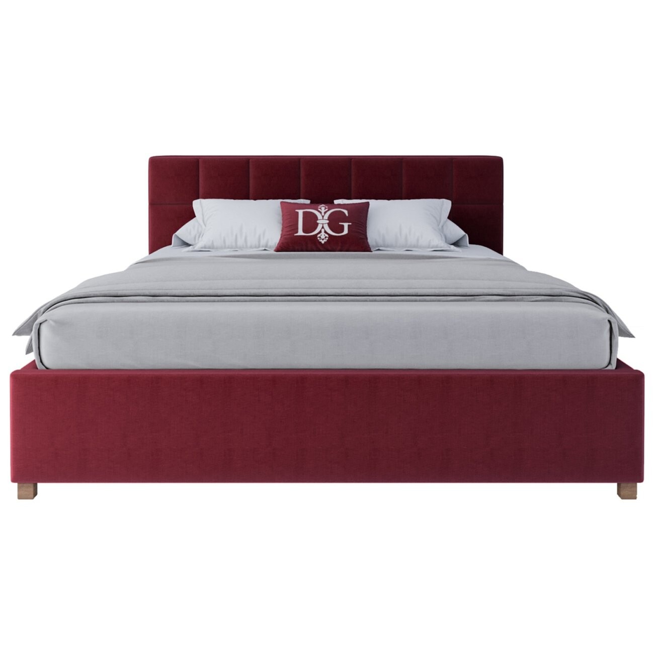 Кровать двуспальная с мягким изголовьем 160х200 красная Wales - изображение 2