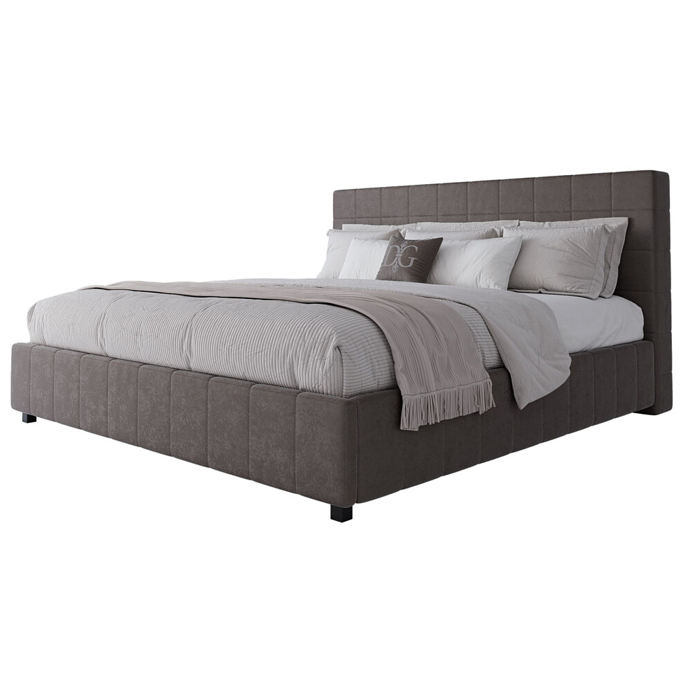 Кровать евро 200х200 см серо-коричневая Shining Modern